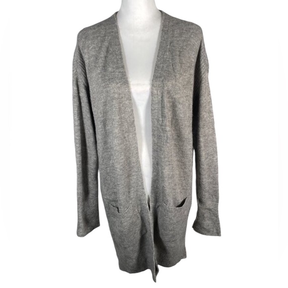 Dorothy Perkins Gray Tan V Neck Open Front Long Sleeve Cardigan Sweater S - Picture 1 of 14